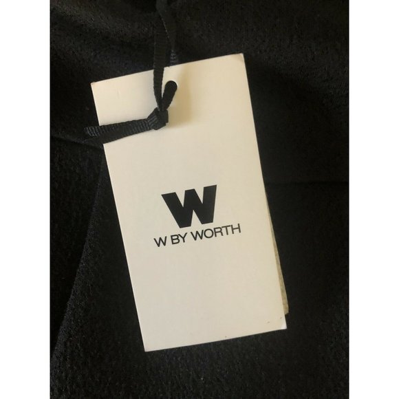 W by Worth Women’s Size 6 Black Pleat Lined Skirt Herringbone Border - Picture 6 of 8